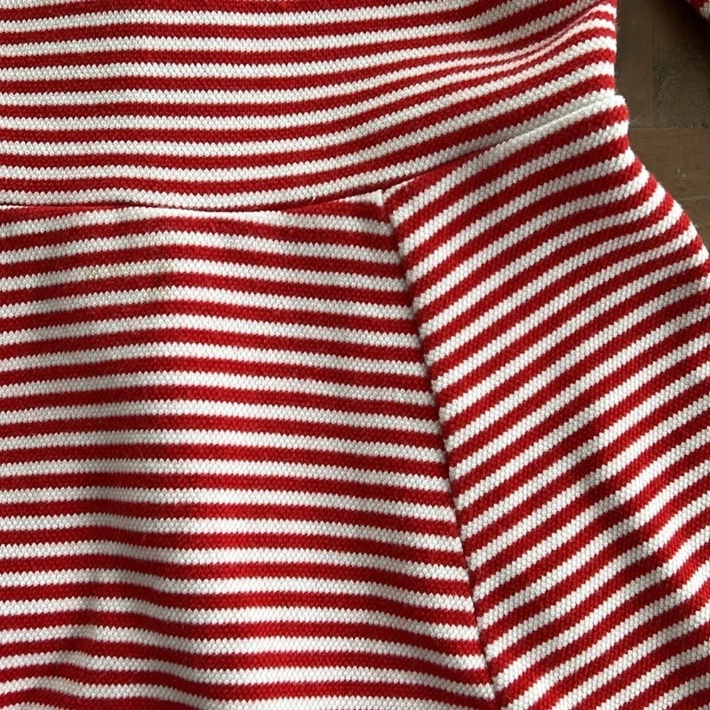 Mini Boden red and white striped collared twirl dress